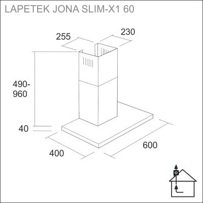 LAPETEK JONA Slim-X1 EC 60 cm, seinämalli valkoinen