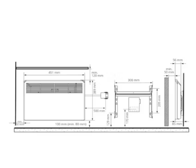 Lämmitin Ensto Beta 2 BT EB IP24 250W 390x450mm roiskevesitiivis