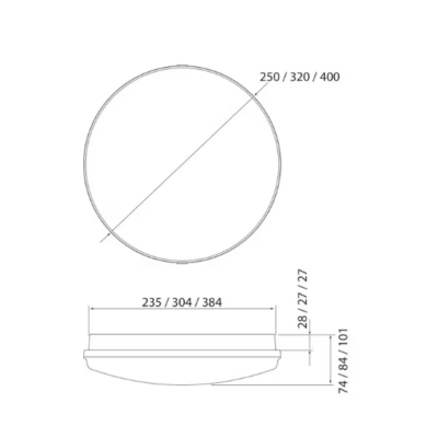 AIRAM PINTA-ASENNUSVALAISIN LUMI DUO 320 IP44 17W 830/840 PCO WH