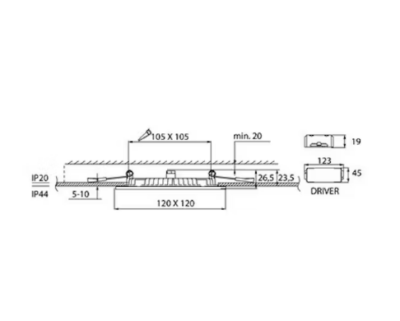 AIRAM ALASVALO FLAT SQ 120 IP44 9W/840 DIM PCO WH